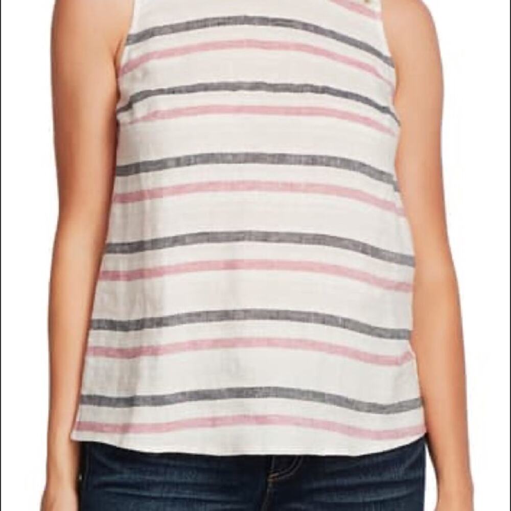 Vince Camuto Canyon‎ Stripe Linen Tank White Size L